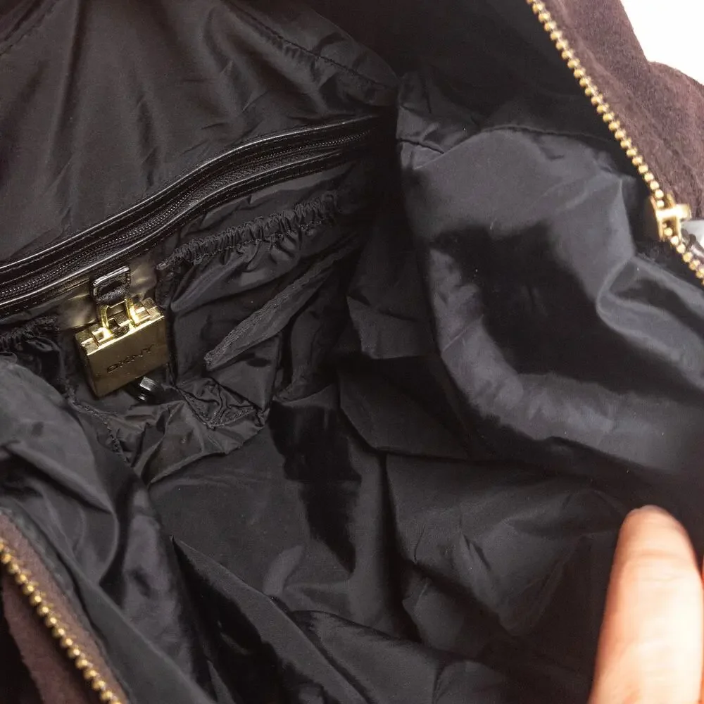 DKNY Slouchy Hobo Bag Brown Suede Chain Strap Y2K Boho Luxe